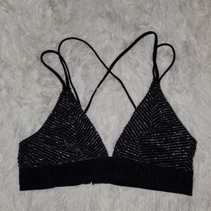 Black/silver glitter bralette
